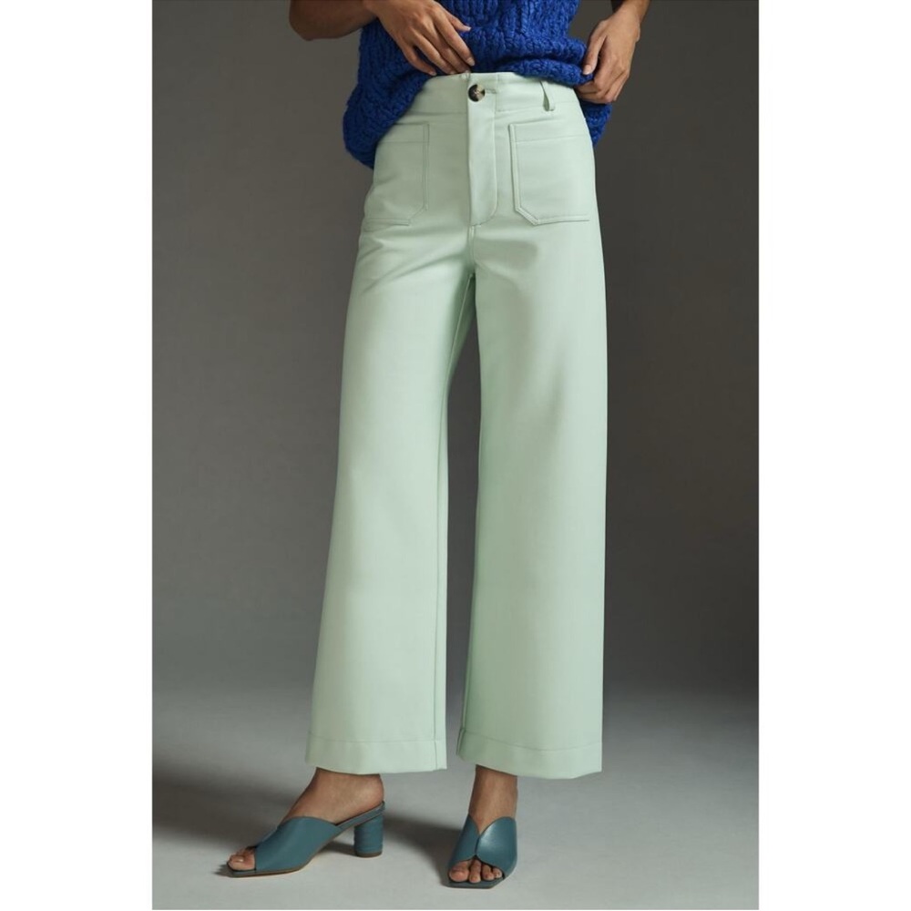 Maeve by Anthropologie The Colette Wide Leg Crop Faux Leather Edition Mint 27P